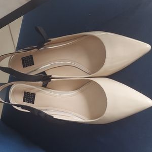 Patent leather sling back heels